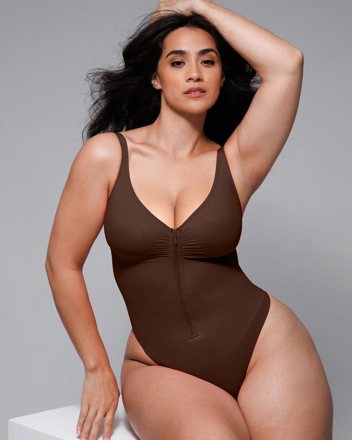 Body moldeador con cremallera frontal y corte tanga