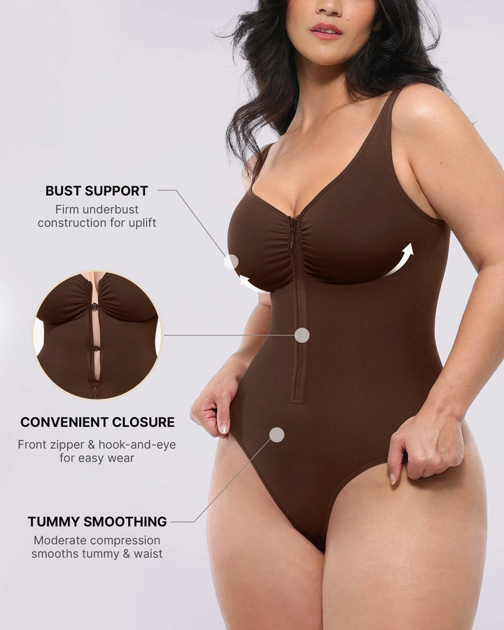 Body moldeador con cremallera frontal y corte tanga