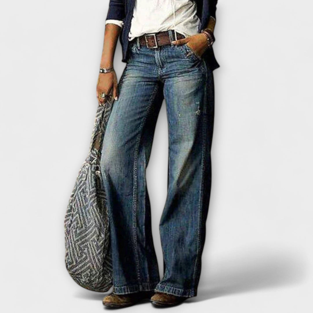 Cess - Pantalones de mezclilla con pierna ancha