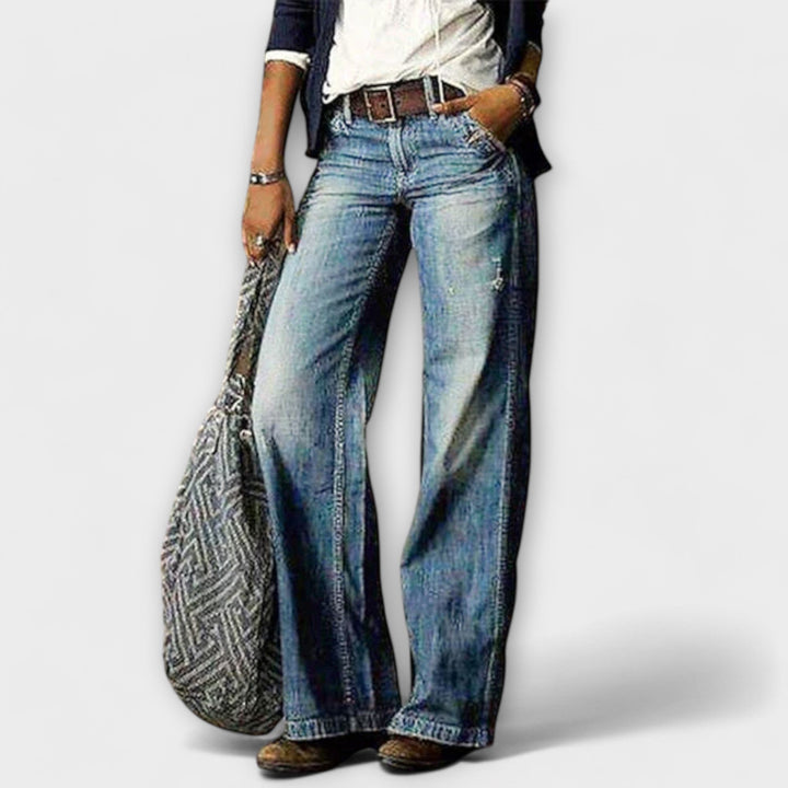Cess - Pantalones de mezclilla con pierna ancha