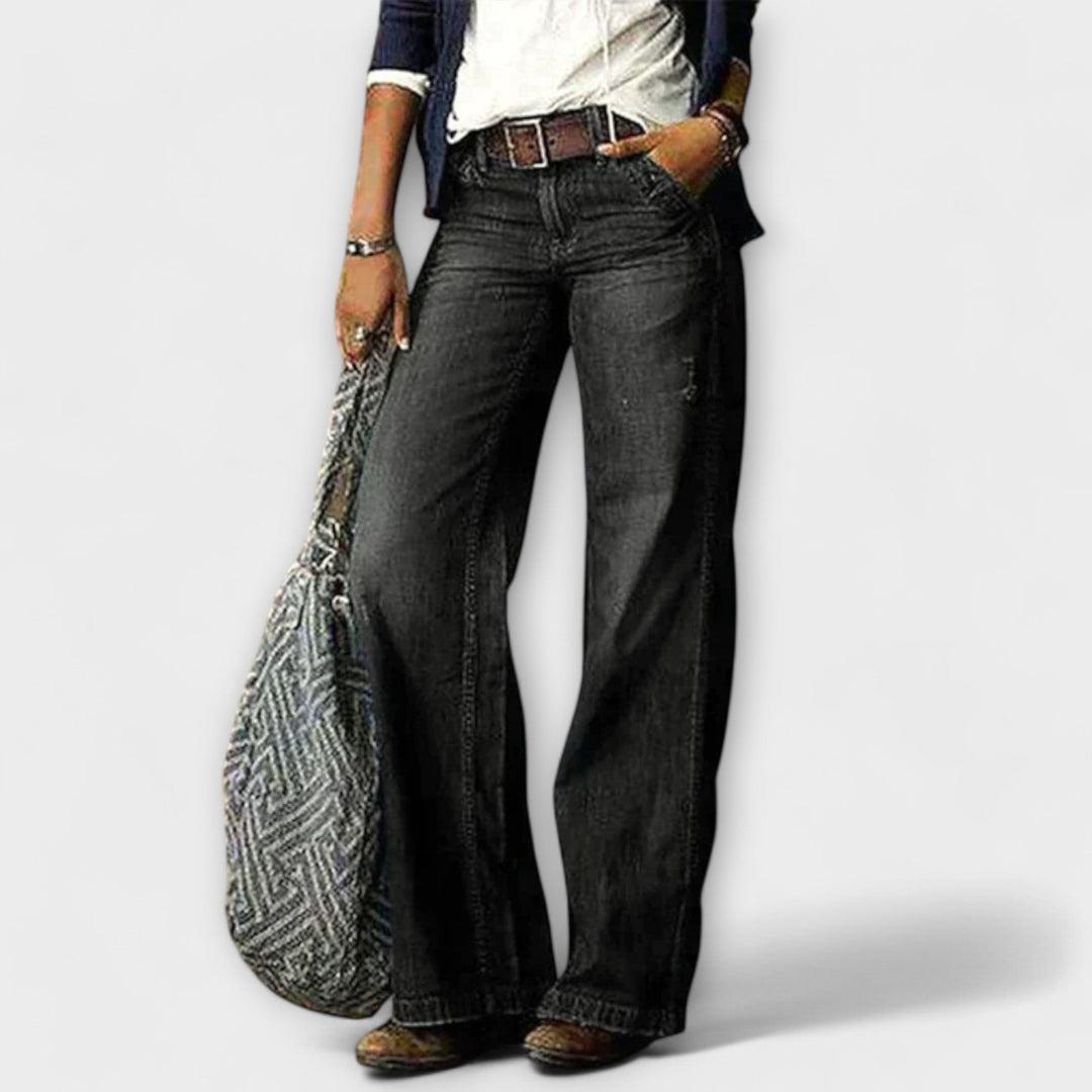 Cess - Pantalones de mezclilla con pierna ancha