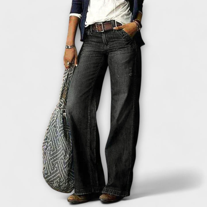 Cess - Pantalones de mezclilla con pierna ancha
