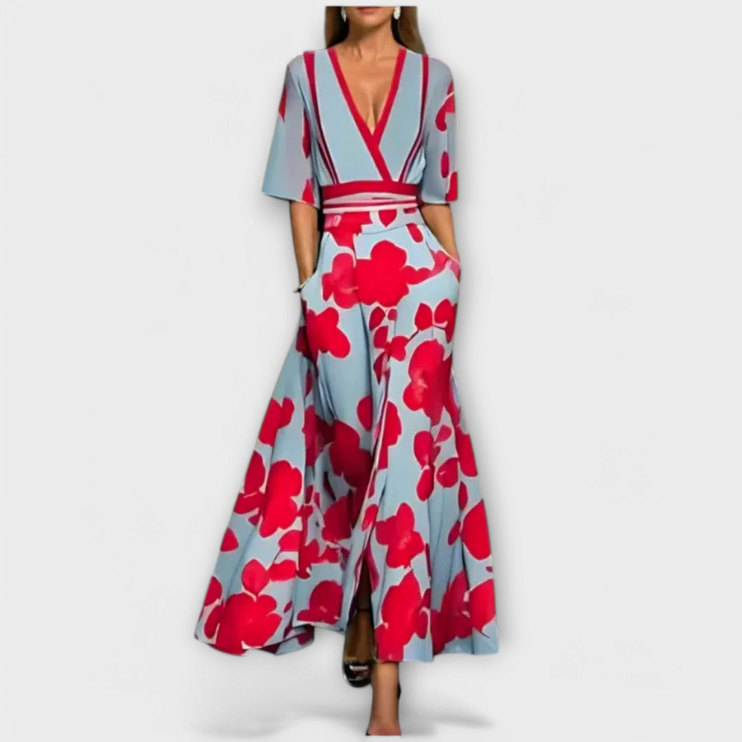 Elise - Elegante vestido de corte recto con estampado floral