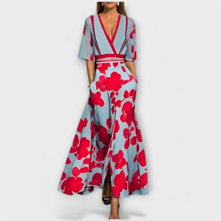 Elise - Elegante vestido de corte recto con estampado floral